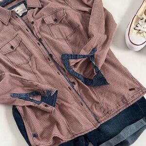 S. Oliver Red and Blue Plaid Button-Up Shirt